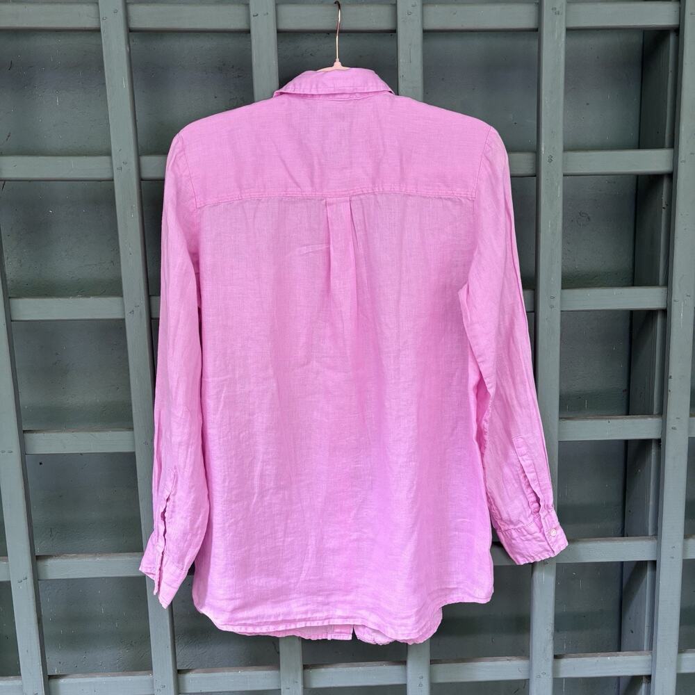 GAP 100% Linen Boyfriend Shirt Pastel Pink Relaxed Womens Small Coastal Preppy - Picture 3 of 5